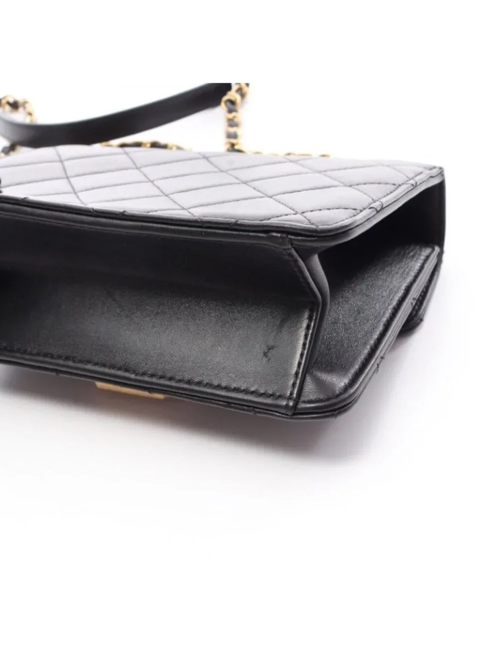 Chanel Shoulder Bag Quilted Black Lambskin Mini Chain